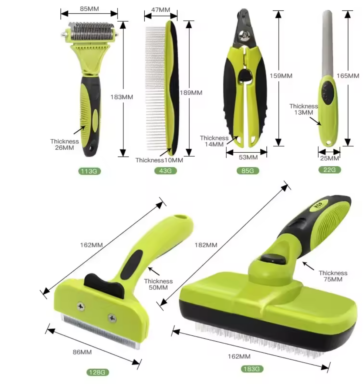 6-Piece Dog Grooming Kit for Dogs & Cats – Deshedding Brush, Dematting Comb, Nail Clippers & File