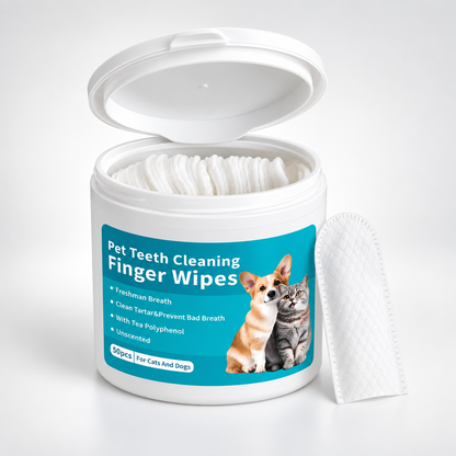 Dog Dental Finger Wipes – Pet Teeth Cleaning Wipes for Dogs & Cats, 50 Count