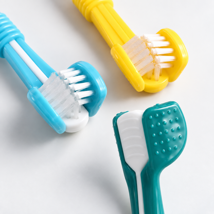 3-Sided Dog Toothbrush for Dogs & Cats – Triple-Head Pet Dental Brush for Teeth Cleaning