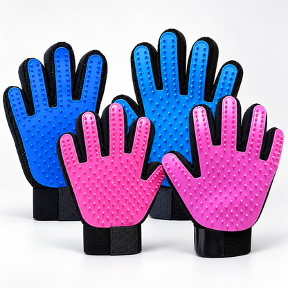 Pet Grooming Gloves – 255 Silicone Tips for Dog & Cat Deshedding, Massage & Bathing