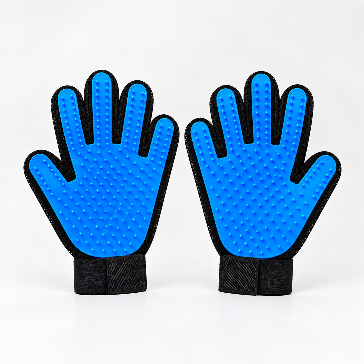 Pet Hair Removal Glove with 255 Silicone Tips for Dogs & Cats, 1 Pair Blue