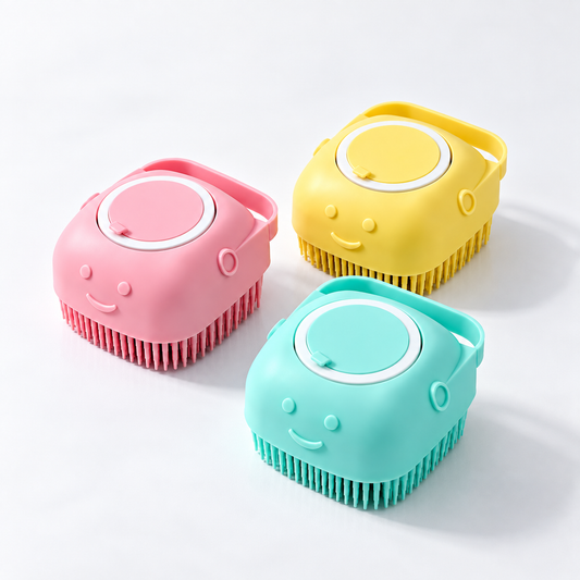 Dog Bath Brush with Shampoo Dispenser – Soft Silicone Massage & Grooming Brush