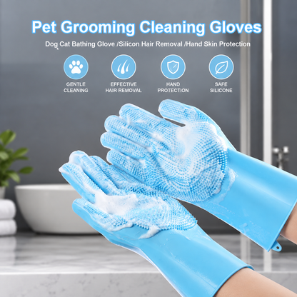 Dog Grooming Gloves – Soft Silicone Bath & Deshedding Gloves for Dogs & Cats
