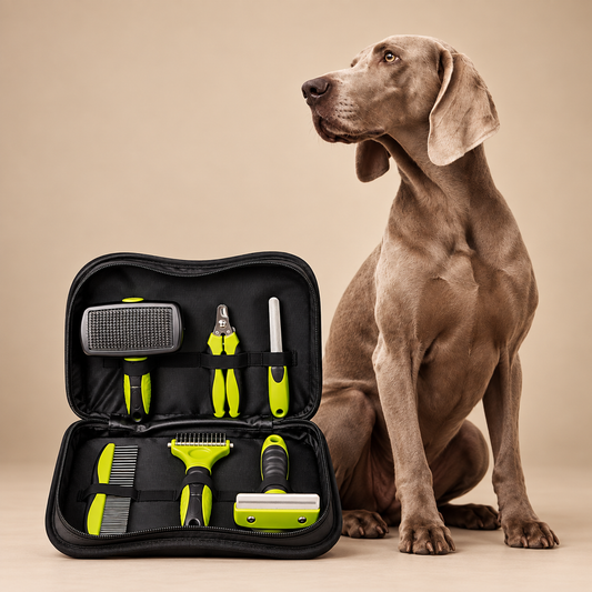 6-Piece Dog Grooming Kit for Dogs & Cats – Deshedding Brush, Dematting Comb, Nail Clippers & File