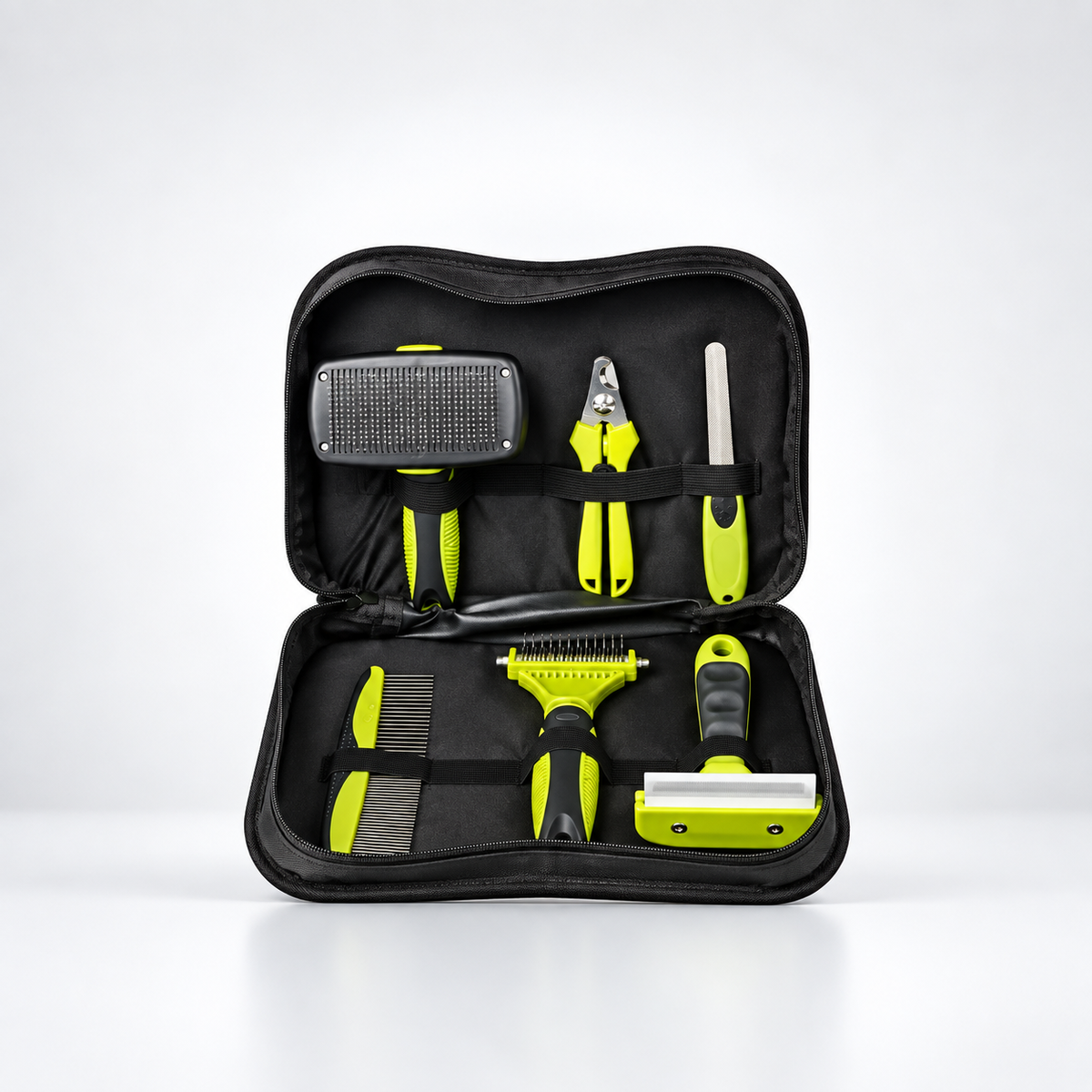 6-Piece Dog Grooming Kit for Dogs & Cats – Deshedding Brush, Dematting Comb, Nail Clippers & File