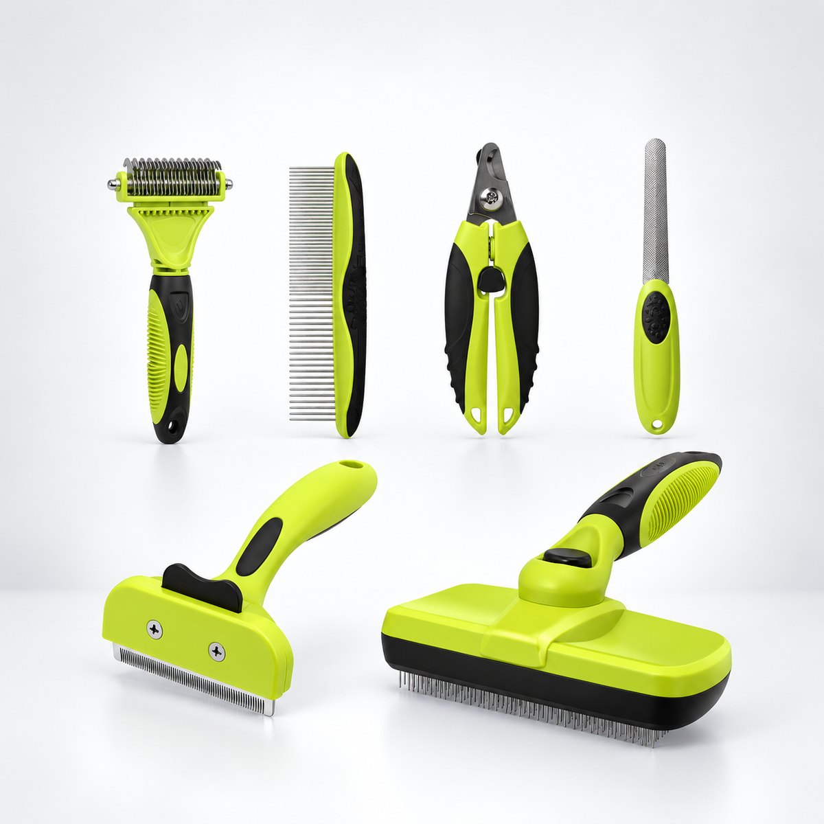 6-Piece Dog Grooming Kit for Dogs & Cats – Deshedding Brush, Dematting Comb, Nail Clippers & File