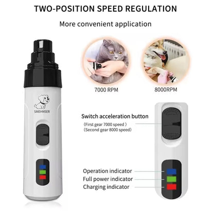 Dog Nail Grinder – USB Rechargeable Pet Nail Trimmer for Dogs & Cats
