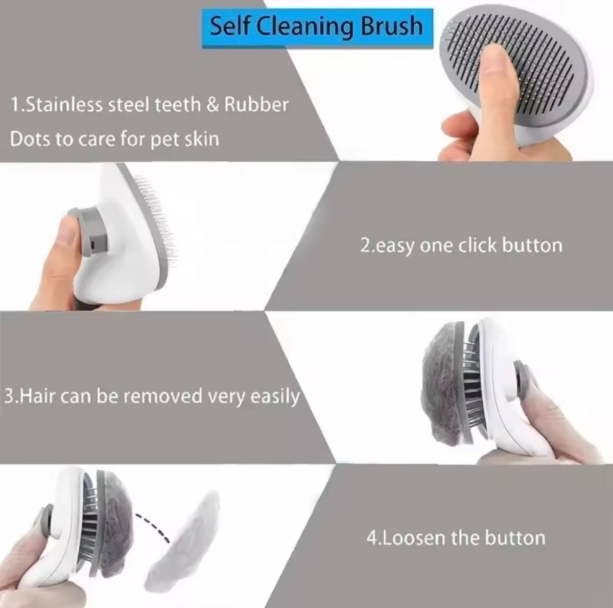 Self Cleaning Dog & Cat Brush – Pet Hair Remover Slicker Brush