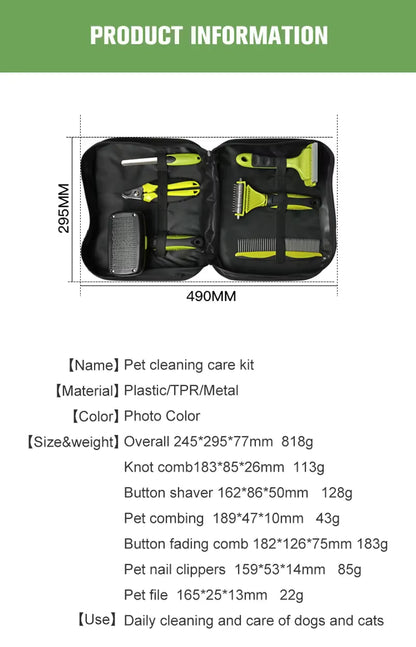 6-Piece Dog Grooming Kit for Dogs & Cats – Deshedding Brush, Dematting Comb, Nail Clippers & File