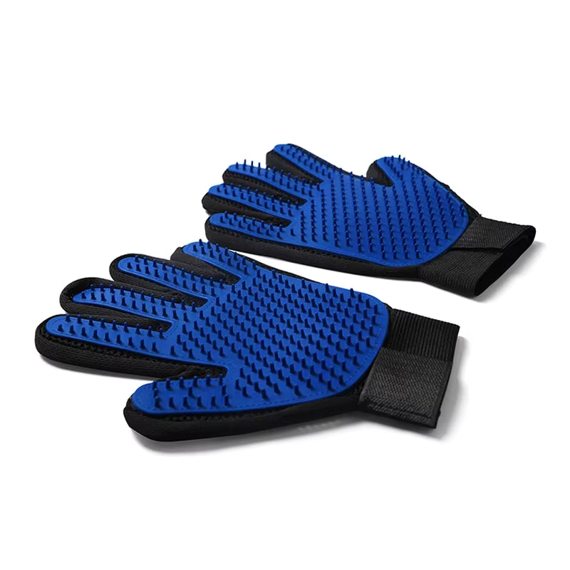 Pet Hair Removal Glove with 255 Silicone Tips for Dogs & Cats, 1 Pair Blue