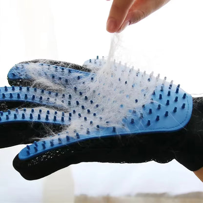 Pet Hair Removal Glove with 255 Silicone Tips for Dogs & Cats, 1 Pair Blue