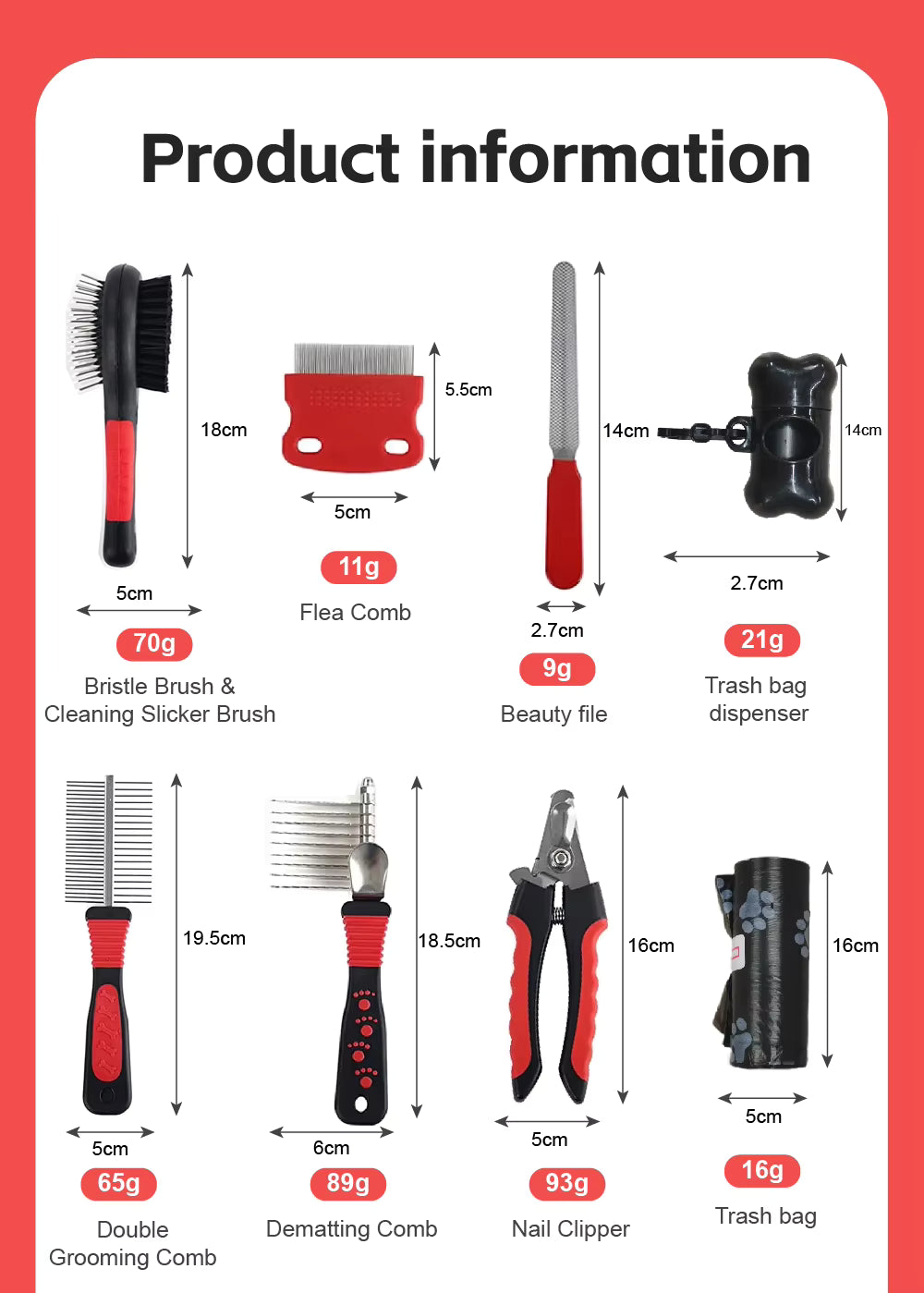10-in-1 Dog & Cat Grooming Kit – Brushes, Combs, Nail Clippers & Hair Removal Mitt
