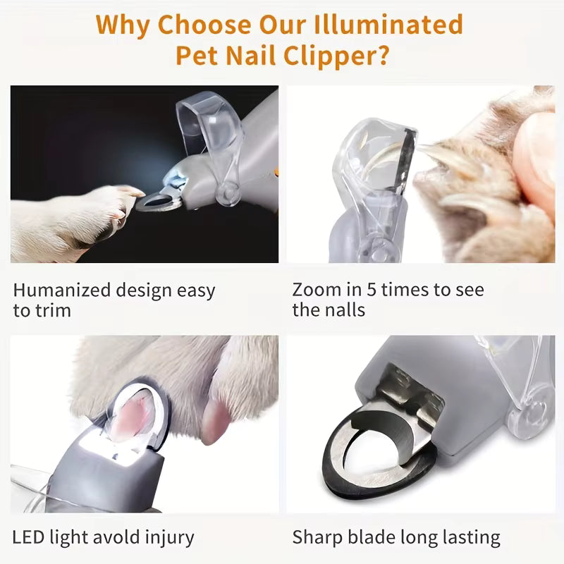 LED Dog & Cat Nail Clipper with 5X Magnifying Lens