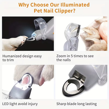 LED Dog & Cat Nail Clipper with 5X Magnifying Lens