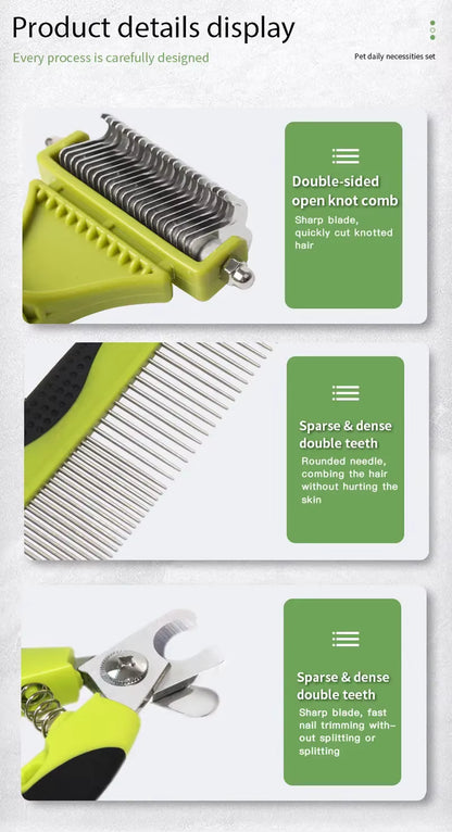 6-Piece Dog Grooming Kit for Dogs & Cats – Deshedding Brush, Dematting Comb, Nail Clippers & File
