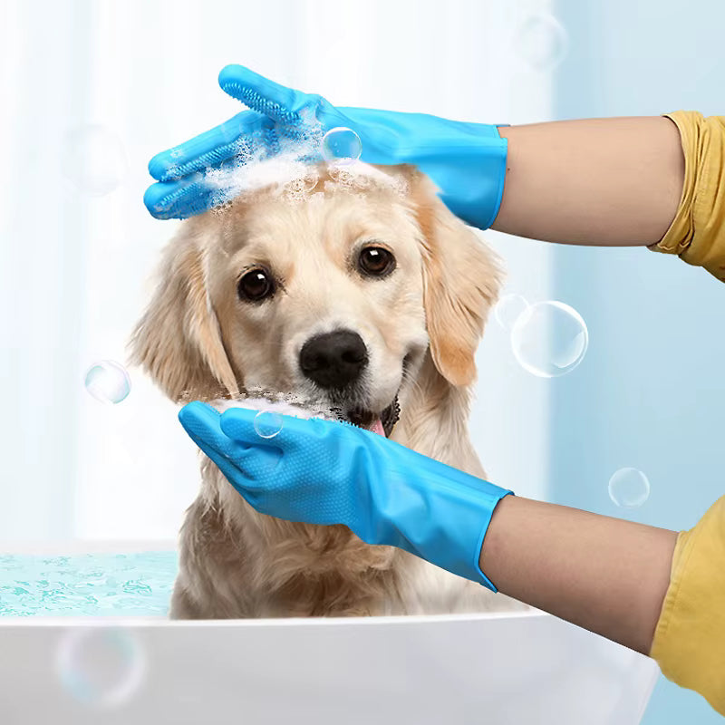 Dog Grooming Gloves – Soft Silicone Bath & Deshedding Gloves for Dogs & Cats