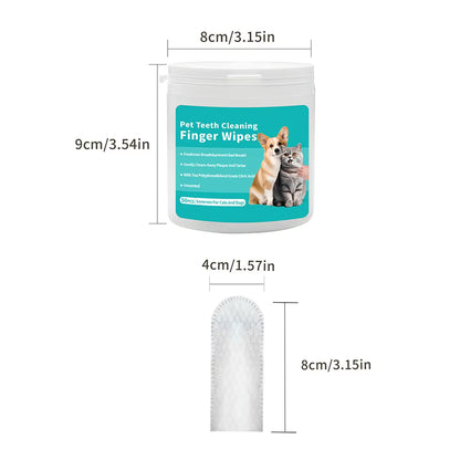 Dog Dental Finger Wipes – Pet Teeth Cleaning Wipes for Dogs & Cats, 50 Count