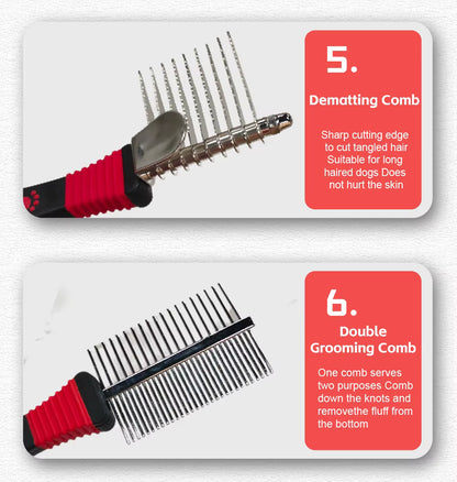 10-in-1 Dog & Cat Grooming Kit – Brushes, Combs, Nail Clippers & Hair Removal Mitt