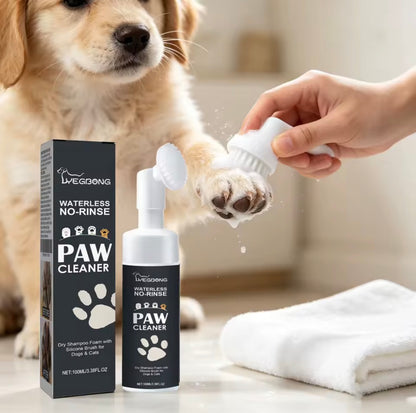 Waterless Dog Paw Cleaner Foam – No-Rinse Pet Paw Cleaner with Silicone Brush